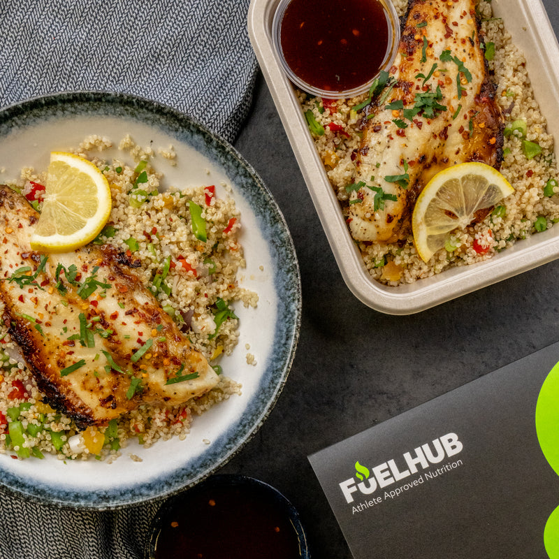 Ginger & Miso Sea Bass with Sweet Chilli Quinoa Salad