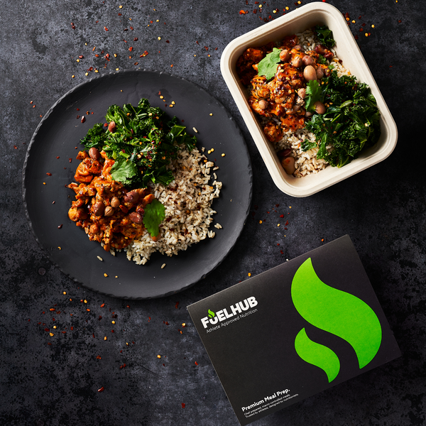Buffalo Chicken with Wholegrain Rice, Quinoa & a Mixed Bean Kale Salad