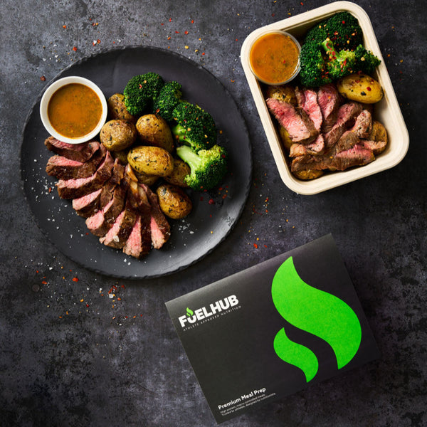 Rump Steak with Roasted New Potatoes, Chilli broccoli & Chimichurri (£1 supplement)