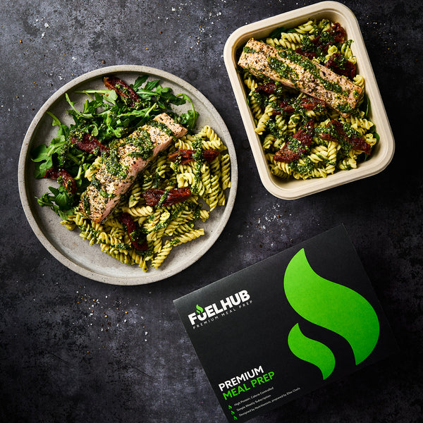 Salmon Pesto Pasta with Rocket & Sundried Tomatoes
