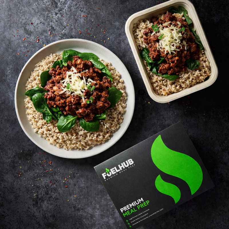 Beef chilli with brown & cabbage rice, topped with mozarella