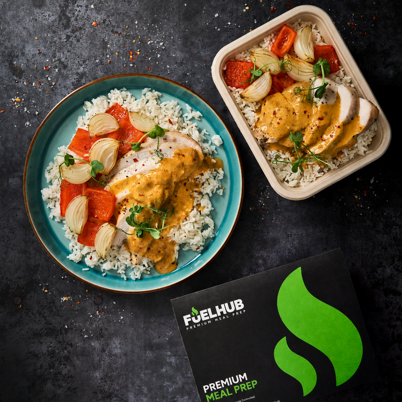 Thai Chicken - with Thai coconut curry sauce, rice, onions & peppers