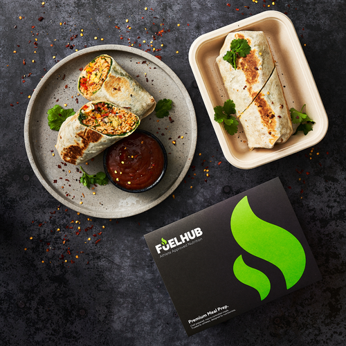 Falafel Burrito with rice and beans and a salsa sauce