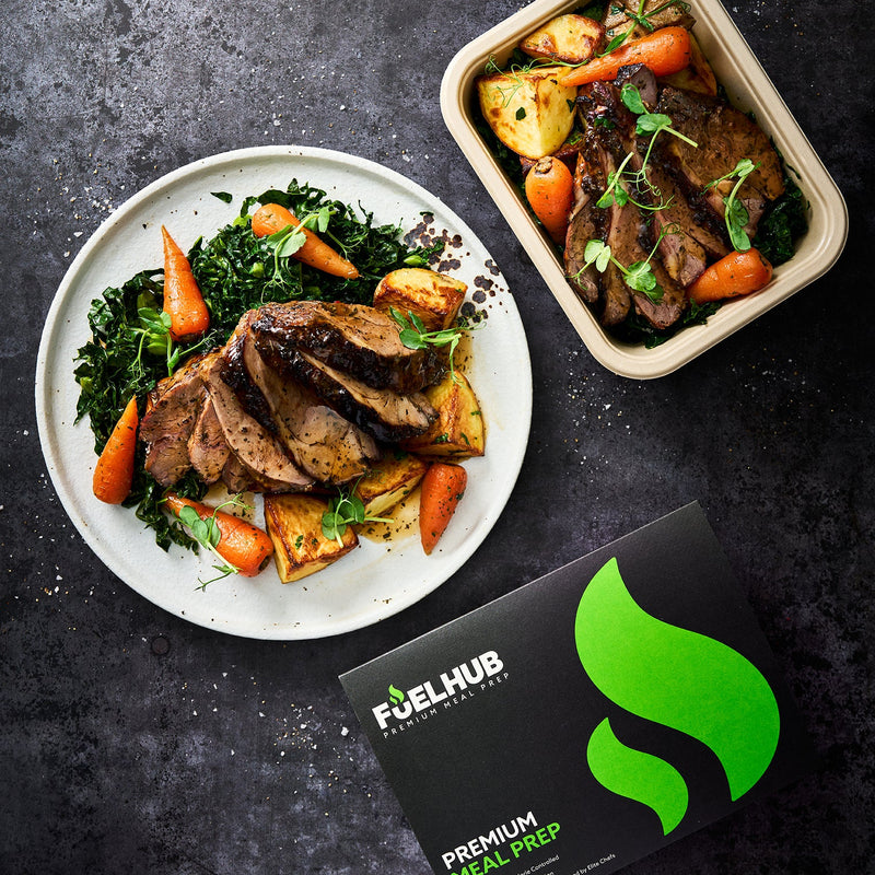 Minted Lamb Rump with roasted potatoes & baby carrots, nero cabbage and minted gravy