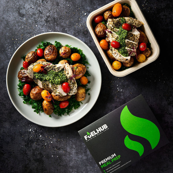 Pesto Chicken with Roasted New Potatoes, Kale & Cherry Tomatoes