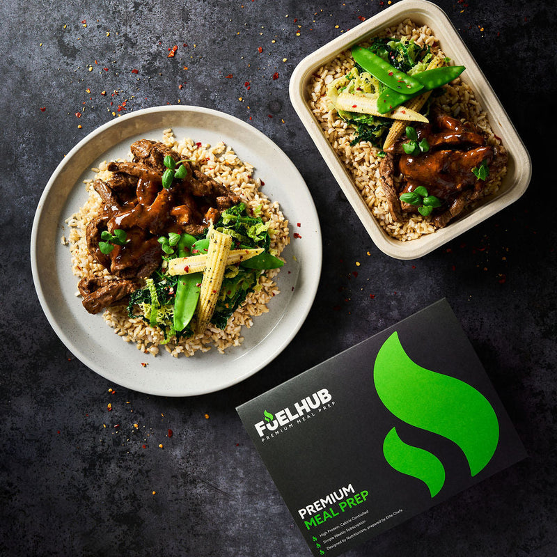 Beef & Black Bean Sauce with wholegrain rice and greens