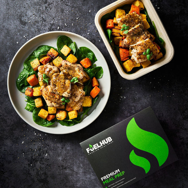 Maple Glazed Chicken Thighs with roasted roots & spinach