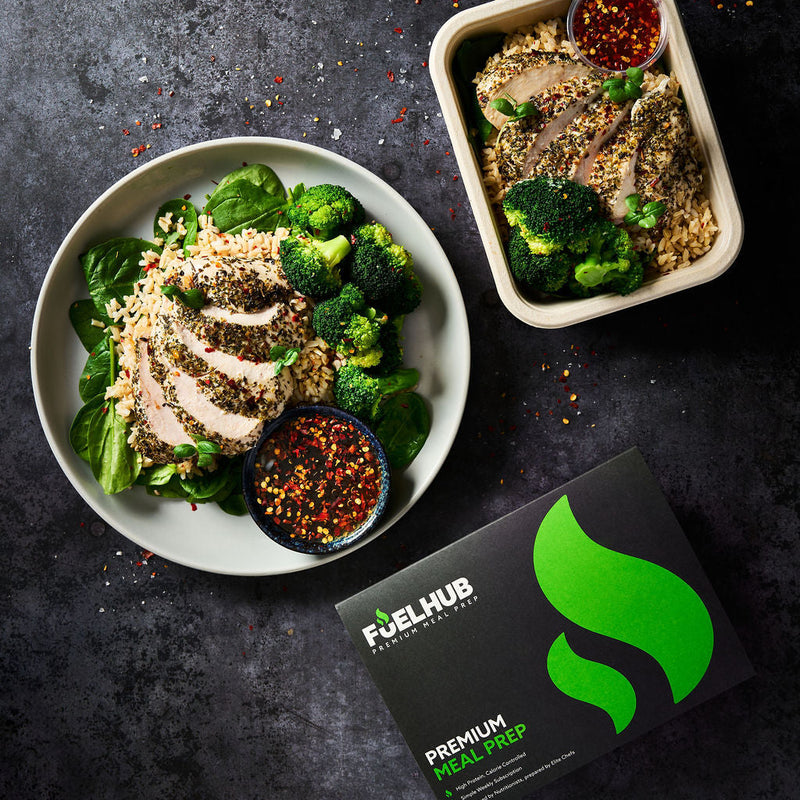 Hot Honey Chicken with wholegrain cabbage rice, spinach & chilli broccoli