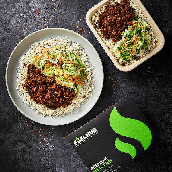 Korean Ground Beef - with spring onion rice & Asian slaw