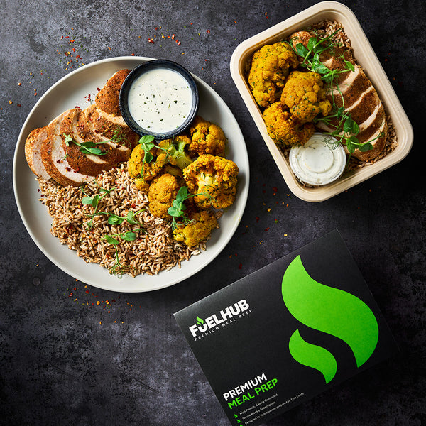 Tandoori Chicken with cumin rice, cauliflower & Raita Dip