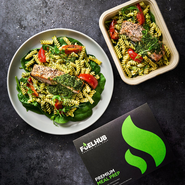 Salmon Pesto Pasta & Sundried Tomatoes