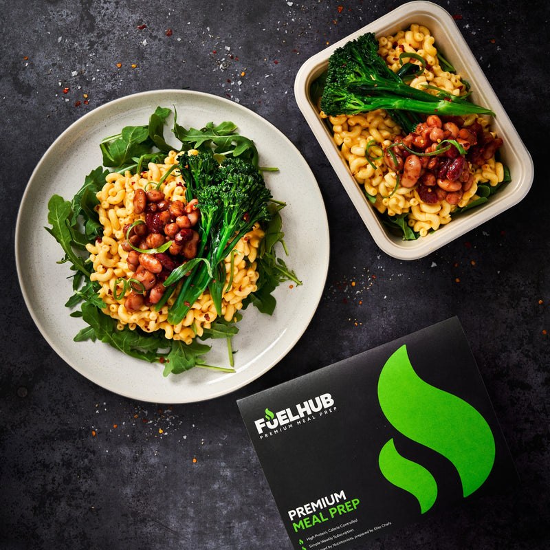 Mac & Cheese with Chipotle Beans & Tenderstem Broccoli