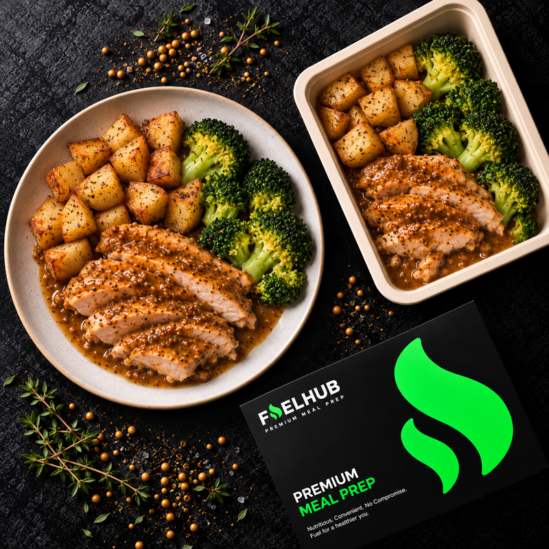 Maple & Mustard Chicken Thigh with parmentier potatoes & broccoli